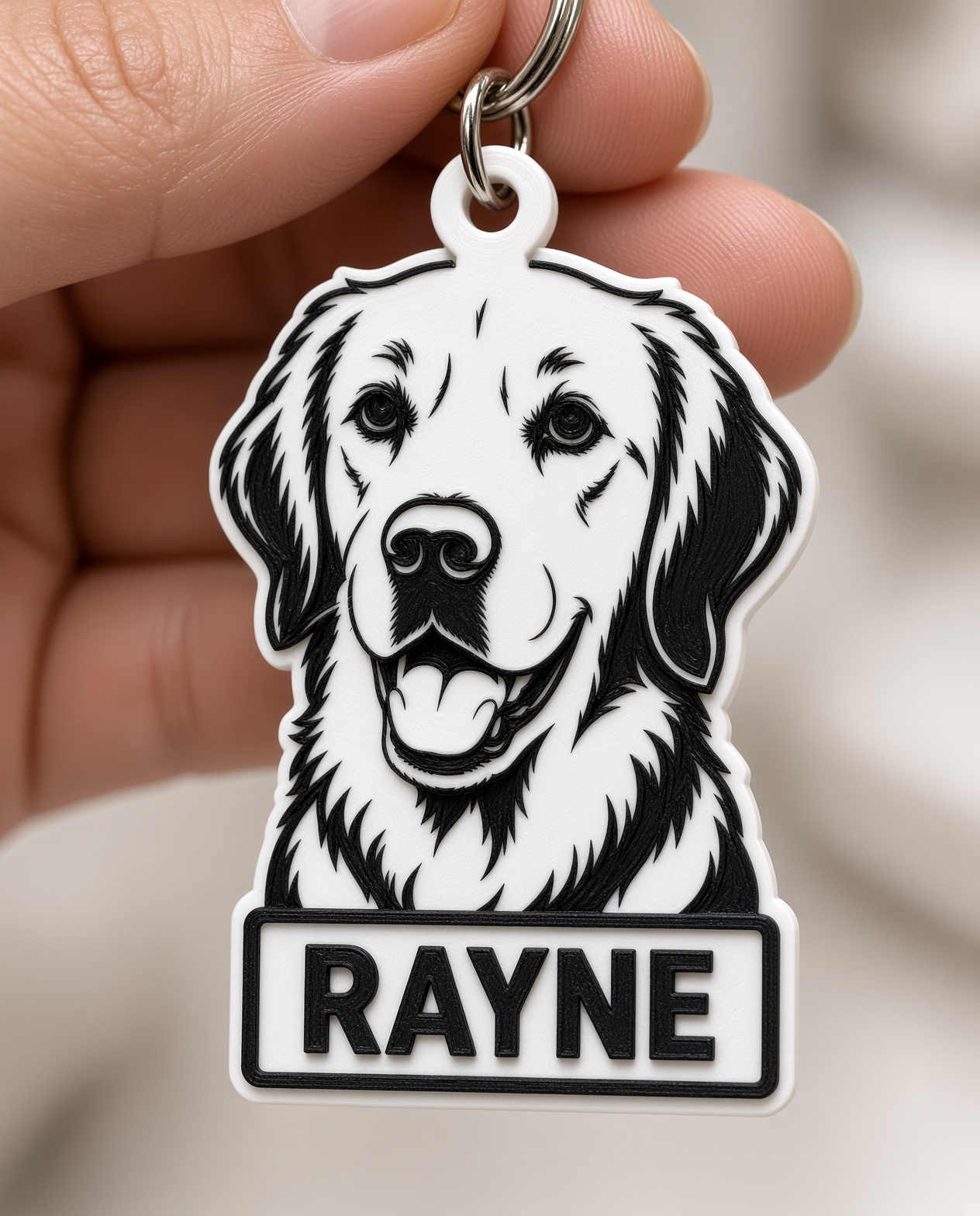 Pet portrait keychain supplied design example